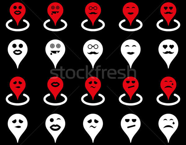 Stock photo: Smiled map marker icons