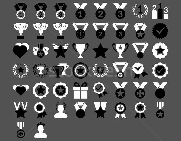 Competencia iconos blanco negro colores vector Foto stock © ahasoft