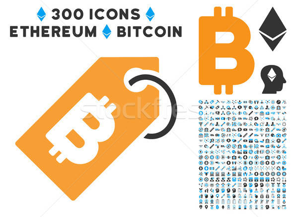 Bitcoin Tag Flat Icon with Collection Stock photo © ahasoft