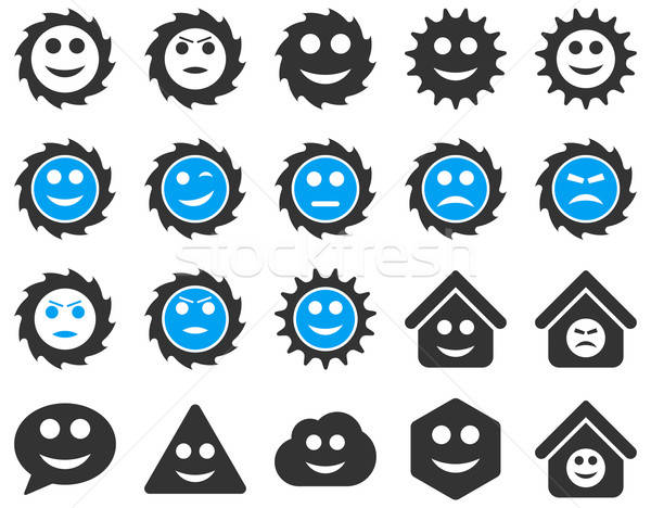 Tools versnellingen glimlacht emoties iconen vector Stockfoto © ahasoft