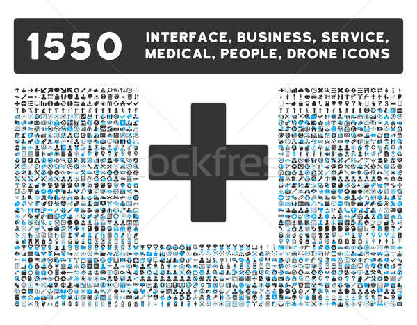Stock photo: Plus Icon and More Interface, Business, Tools, People, Medical, Awards Flat Glyph Icons