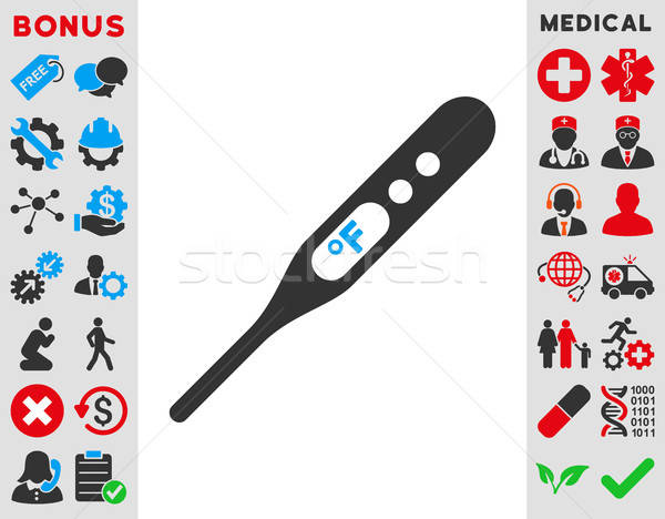 Stock foto: Thermometer · Symbol · Vektor · Stil · Symbol · blau