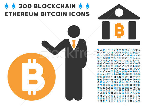 Bitcoin bankár ikon clip art okos szerződés Stock fotó © ahasoft
