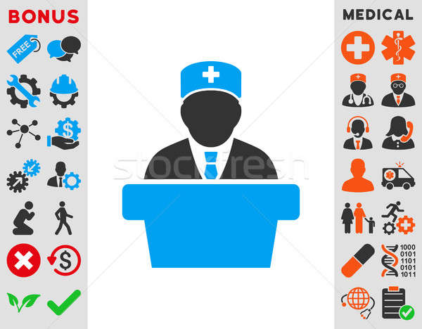 Gezondheidszorg officieel icon stijl symbool Blauw Stockfoto © ahasoft