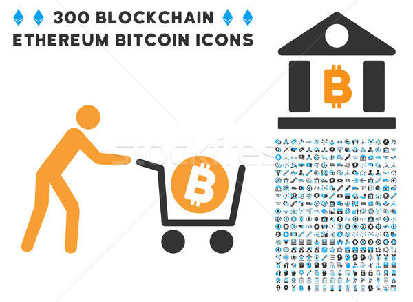 Bitcoin Purchase Cart Flat Icon with Clip Art Stock photo © ahasoft