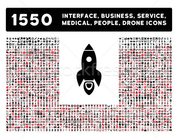 Stock photo: Rocket Icon and More Interface, Business, Tools, People, Medical, Awards Flat Vector Icons