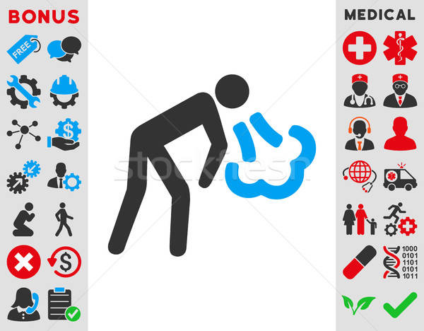 Сток-фото: кашлять · икона · вектора · стиль · символ · синий