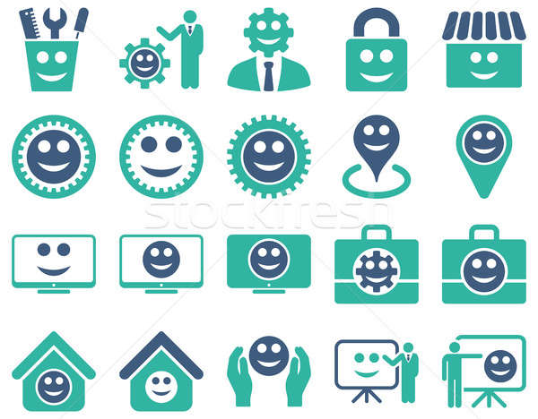 Tools versnellingen glimlacht beheer iconen ingesteld Stockfoto © ahasoft