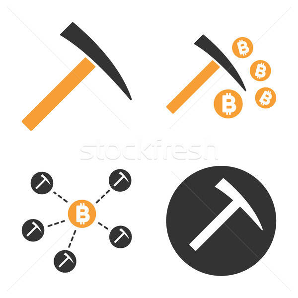 Bitcoin Mining Vector Icon Set Stock photo © ahasoft