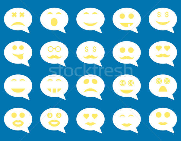 Chat emoţie zâmbet icoane set stil Imagine de stoc © ahasoft