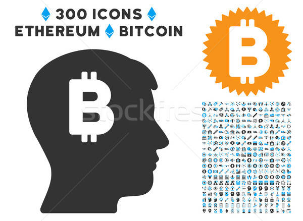 Mental Bitcoin Flat Icon with Clip Art Stock photo © ahasoft