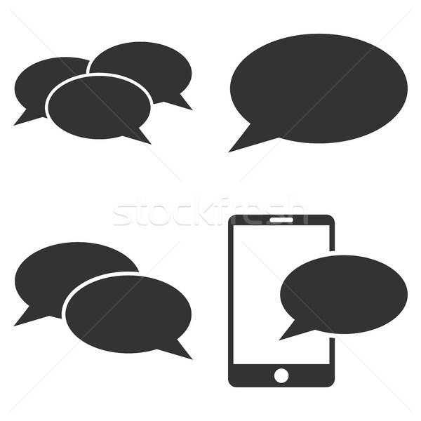 Smartphone Message Vector Flat Icon Set Stock photo © ahasoft