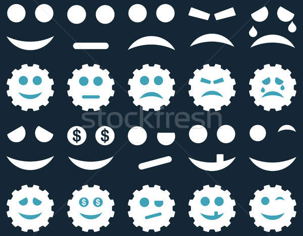 Stock photo: Tools, gears, smiles, emoticons icons