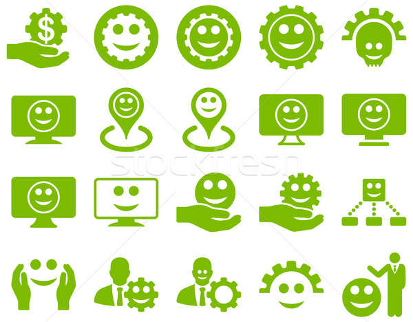 Tools versnellingen glimlacht kaart iconen ingesteld Stockfoto © ahasoft