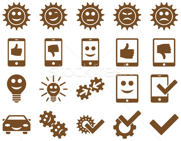 Stockfoto: Tools · glimlach · versnellingen · iconen · vector · ingesteld