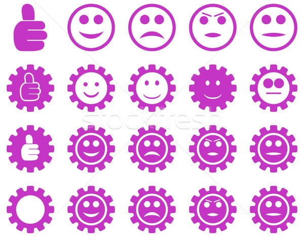 Einstellungen Lächeln Zahnräder Symbole Vektor Set Stock foto © ahasoft