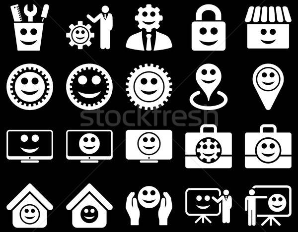Tools, gears, smiles, management icons. Stock photo © ahasoft