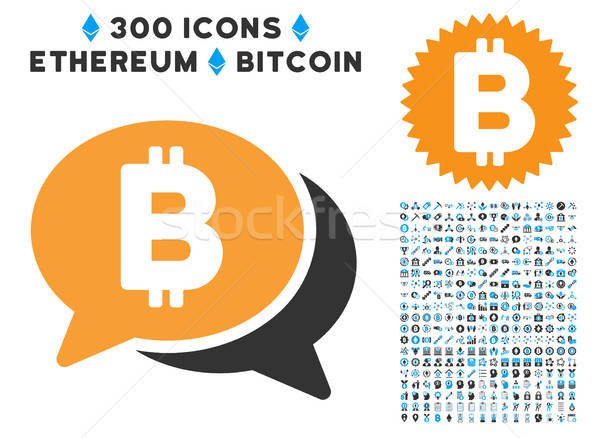 Bitcoin Chat Flat Icon with Stock photo © ahasoft
