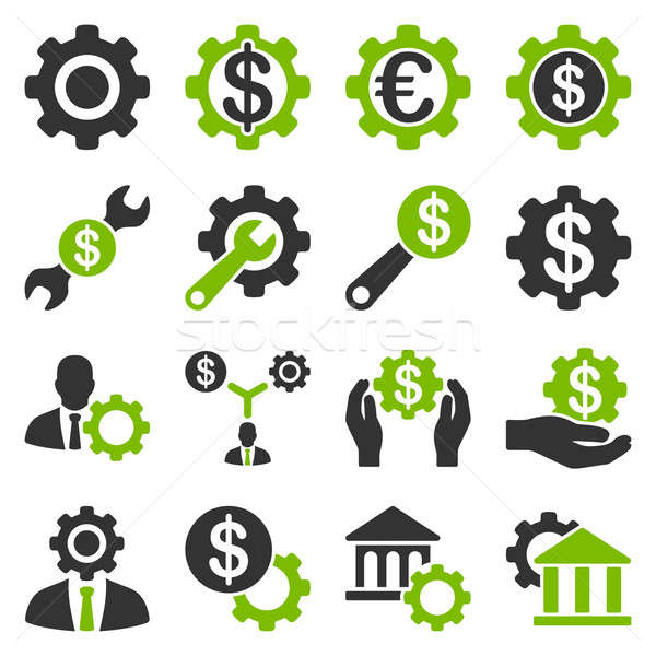 Pénzügyi szerszámok lehetőségek ikon gyűjtemény stílus szimbólumok Stock fotó © ahasoft
