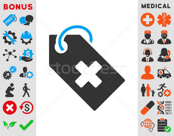 Ziekenhuis tag icon stijl symbool Blauw Stockfoto © ahasoft