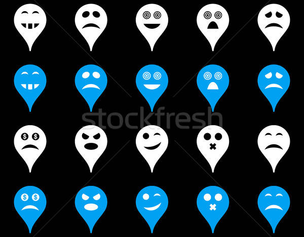 Stockfoto: Emotie · kaart · fiche · iconen · vector · ingesteld