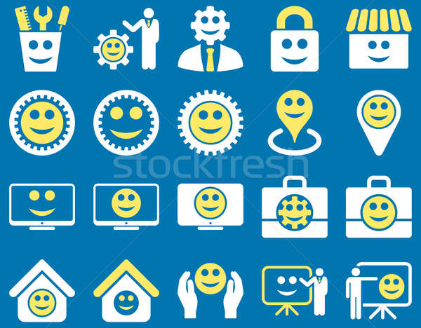 Tools versnellingen glimlacht beheer iconen ingesteld Stockfoto © ahasoft