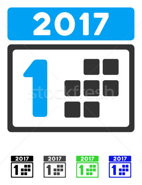 Stock photo: 2017 Year First Day Flat Icon