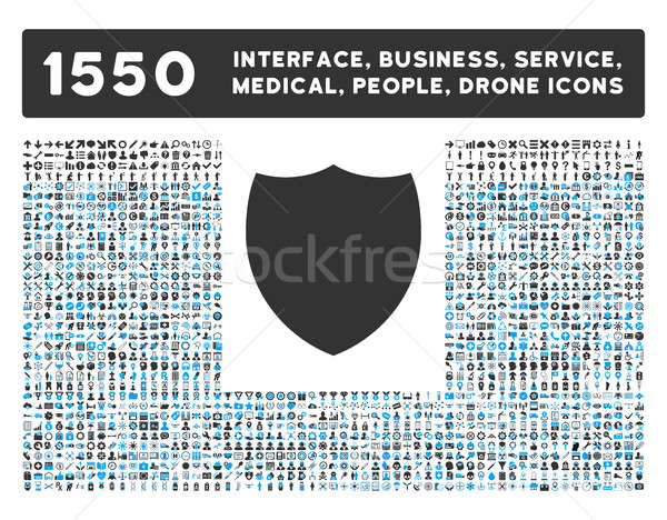 Stock photo: Shield Icon and More Interface, Business, Tools, People, Medical, Awards Flat Glyph Icons