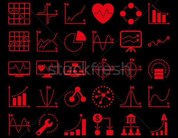 Pontozott táblázatok ikonok piros szín vektor Stock fotó © ahasoft