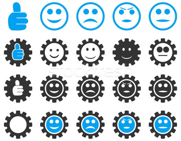 Einstellungen Lächeln Zahnräder Symbole Vektor Set Stock foto © ahasoft