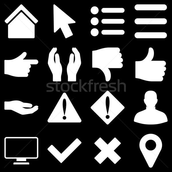 Básico gesto assinar ícones símbolos branco Foto stock © ahasoft