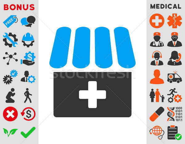 Pharmacie icône style symbole bleu gris [[stock_photo]] © ahasoft