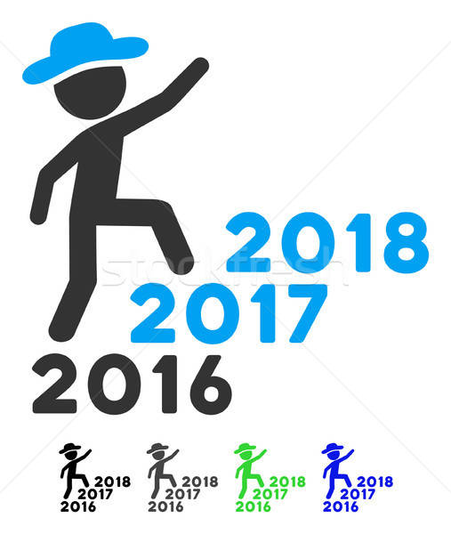 Gentleman Steps Years From 2016 To 2018 Flat Icon Stock photo © ahasoft