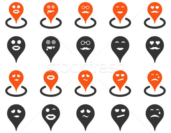 Stock photo: Smiled map marker icons