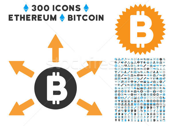 Bitcoin kibocsátás ikon gyűjtemény ikon okos szerződés Stock fotó © ahasoft