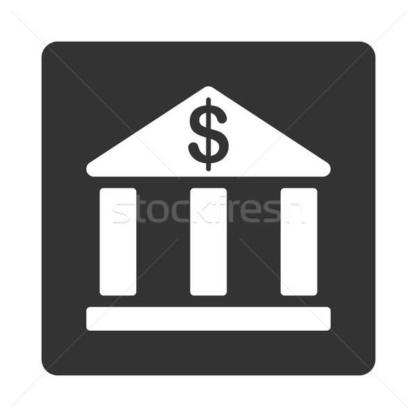 Bank ikon tér gomb fehér szürke Stock fotó © ahasoft