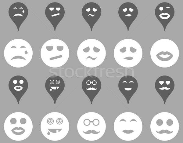 Glimlacht kaart iconen ingesteld stijl Stockfoto © ahasoft