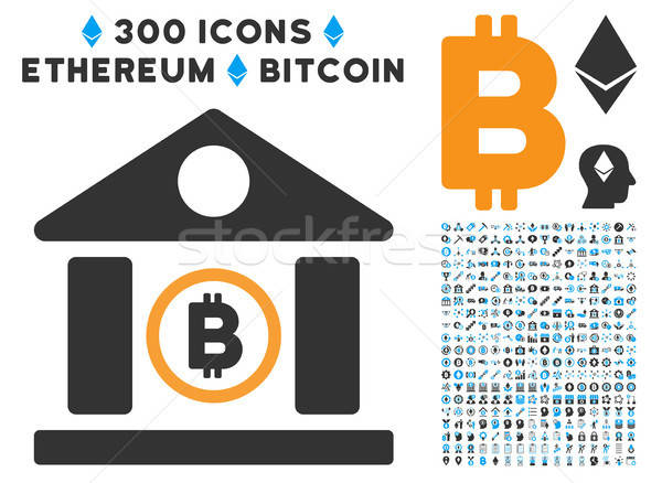 Bitcoin Bank Building Flat Icon with Clip Art Stock photo © ahasoft