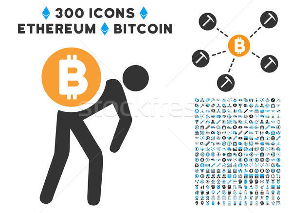 Bitcoin kurier człowiek ikona smart umowy Zdjęcia stock © ahasoft