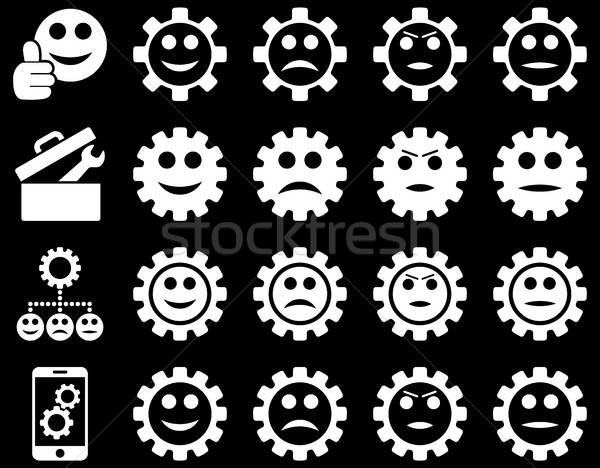 Werkzeuge Lächeln Zahnräder Symbole Vektor Set Stock foto © ahasoft