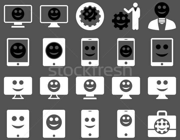 Ferramentas opções smiles dispositivos ícones conjunto Foto stock © ahasoft