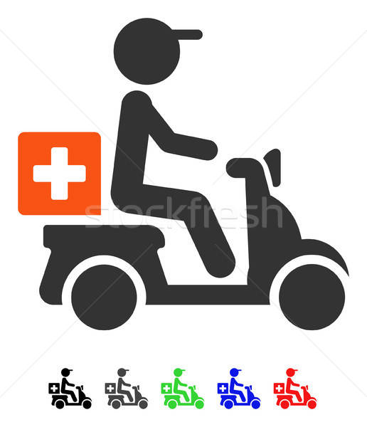 Stock photo: Drugs Motorbike Delivery Flat Icon