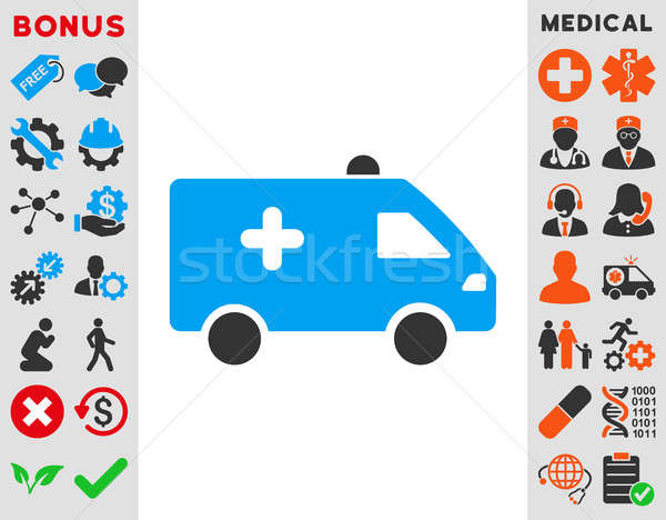 Hôpital voiture icône style symbole bleu [[stock_photo]] © ahasoft