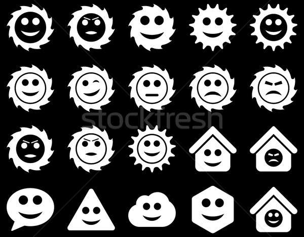 Stock foto: Werkzeuge · Zahnräder · lächelt · Emotionen · Symbole · Set