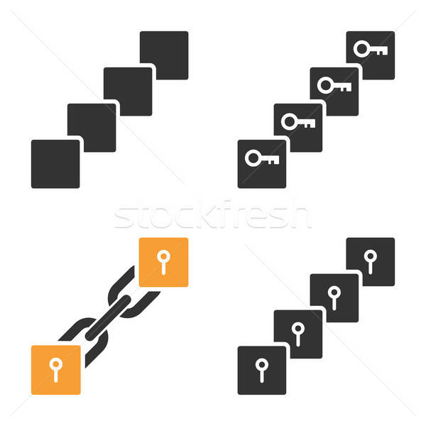 Key Blockchain Vector Icon Set Stock photo © ahasoft