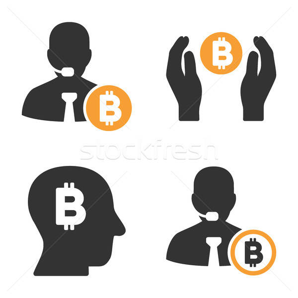 Bitcoin bankár vektor ikon gyűjtemény stílus üzletember Stock fotó © ahasoft