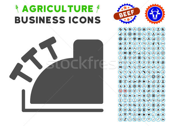 Caixa registradora ícone agricultura conjunto cinza negócio Foto stock © ahasoft