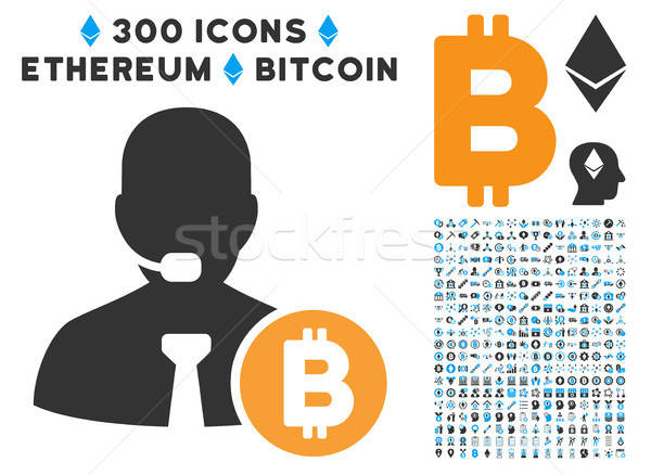 Stock photo: Bitcoin Call Operator Flat Icon with