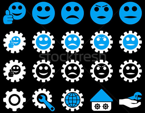 Stock photo: Settings and Smile Gears Icons