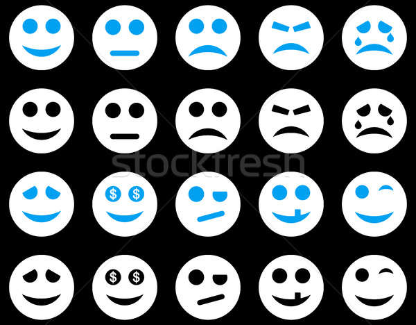 Glimlach emotie iconen ingesteld stijl Stockfoto © ahasoft